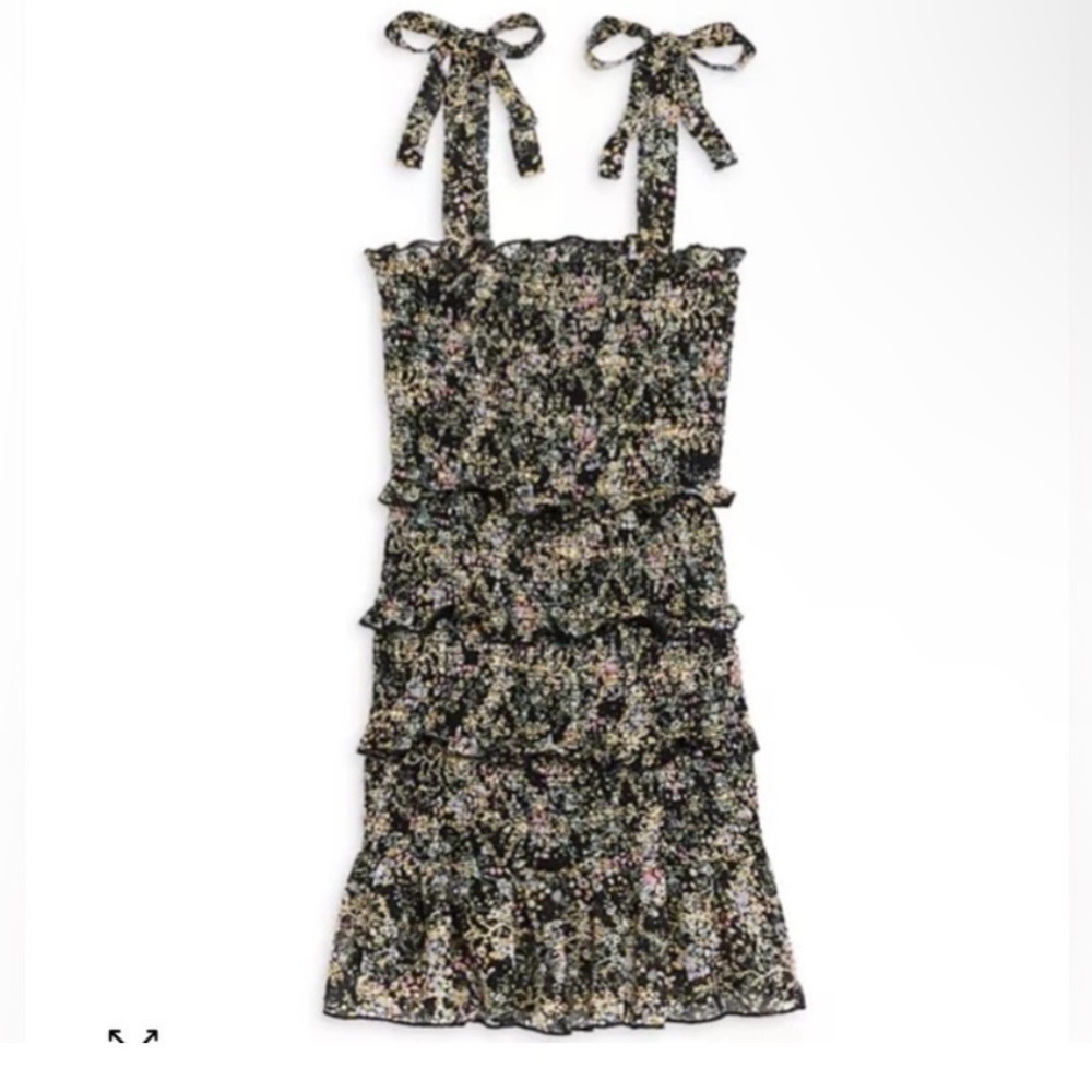 Katie J NYC Kids Evan Black Smocked Fitted Floral Dress